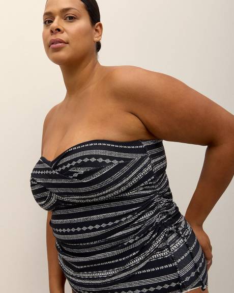Striped Twisted Bandeau Tankini Top