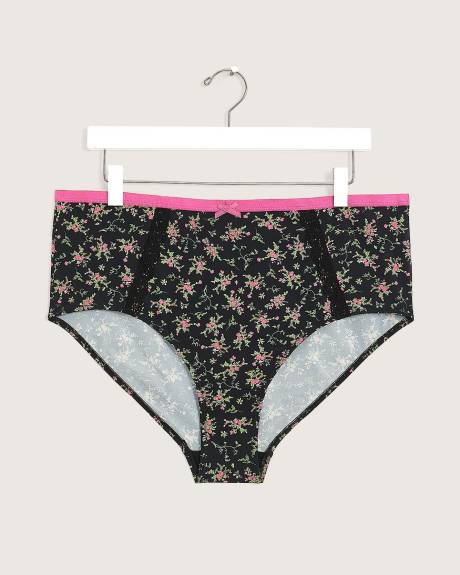 Floral Brief with Lace Appliqué - ti VOGLIO
