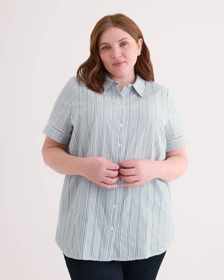 Embroidered Cotton Tunic Blouse with Decorative Trims