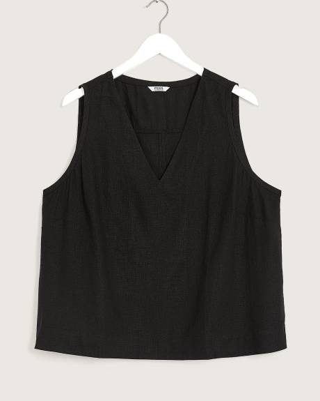 Black Sleeveless Blouse, Linen Blend
