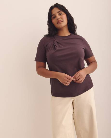 T-shirt à col rond avec détail torsadé - Addition Elle