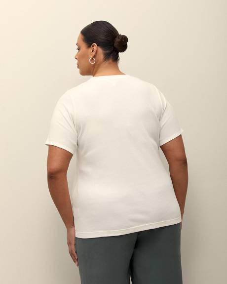 T-shirt col rond en tricot côtelé, coupe galbée - Essentiels PENN.