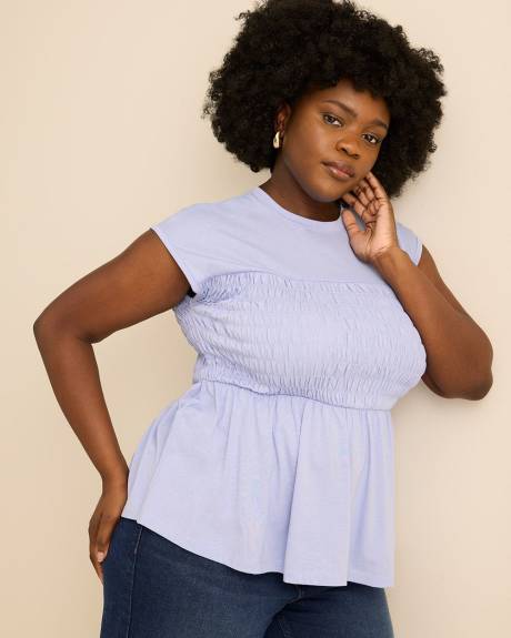 Haut &agrave; manches longues en tricot smock&eacute; - Addition Elle