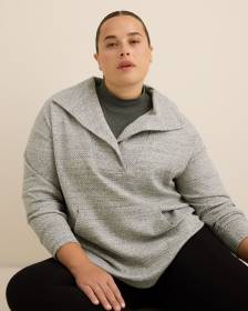 Textured Fashion Pullover with Wide Collar - Active Zone