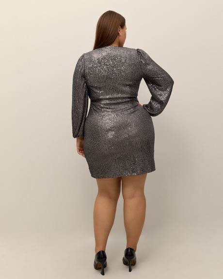 Sequins Knit V-Neck Dress - Addition Elle