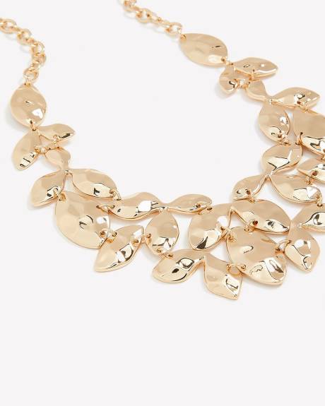 Short Statement Hammered Leaf Necklace