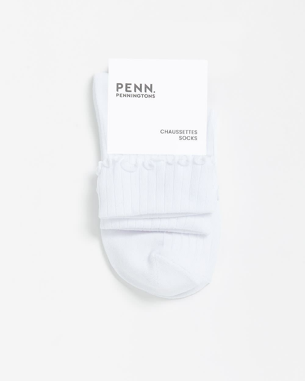 Lettuce-Edge Ribbed Pointelle Ankle Socks Lettuce-Edge Ribbed Pointelle Ankle Socks