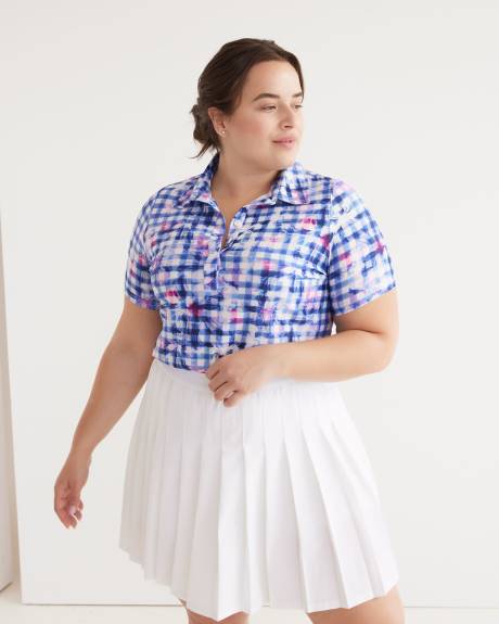 Gingham-Print Short-Sleeve Polo - Active Zone