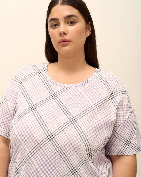 Chemise de nuit courte carreautée à manches mi-longues - ti Voglio