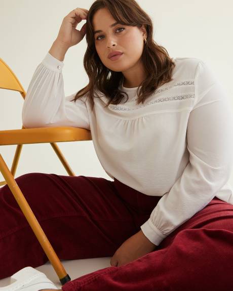 Satin Blouse with Lace Inserts