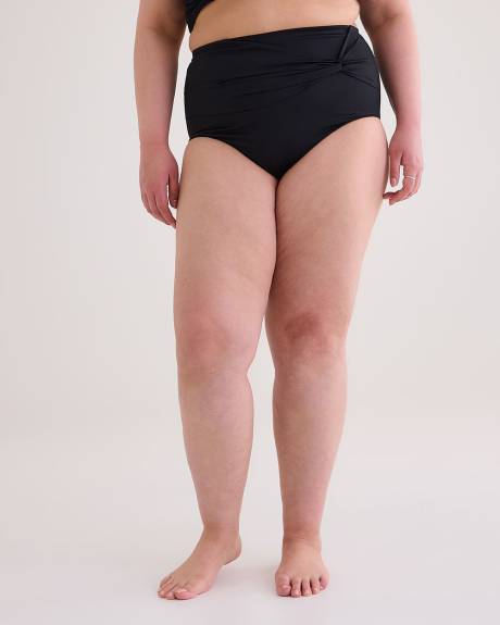 Culotte de maillot noir à taille haute torsadée