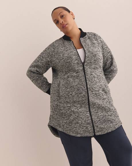 Long Bonded Fleece Bomber Jacket - Active Zone