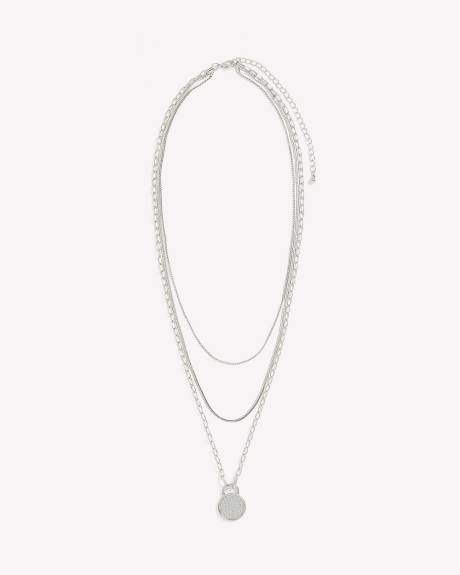 Collier court à trois chaînes avec pendentif orné de papier scintillant