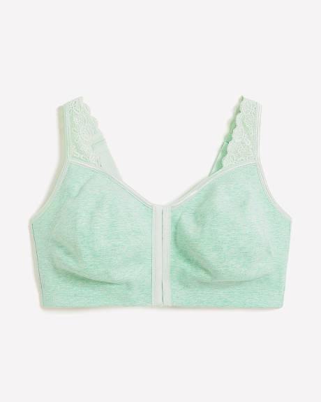 Front-Closure Mint Heather Cotton Bra - ti Voglio