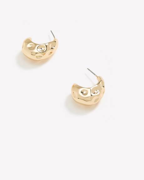 Golden Hammered Puffy Tear Drop Earrings