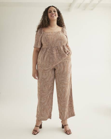 Pantalon imprimé à enfiler avec jambe évasée, tissu responsable