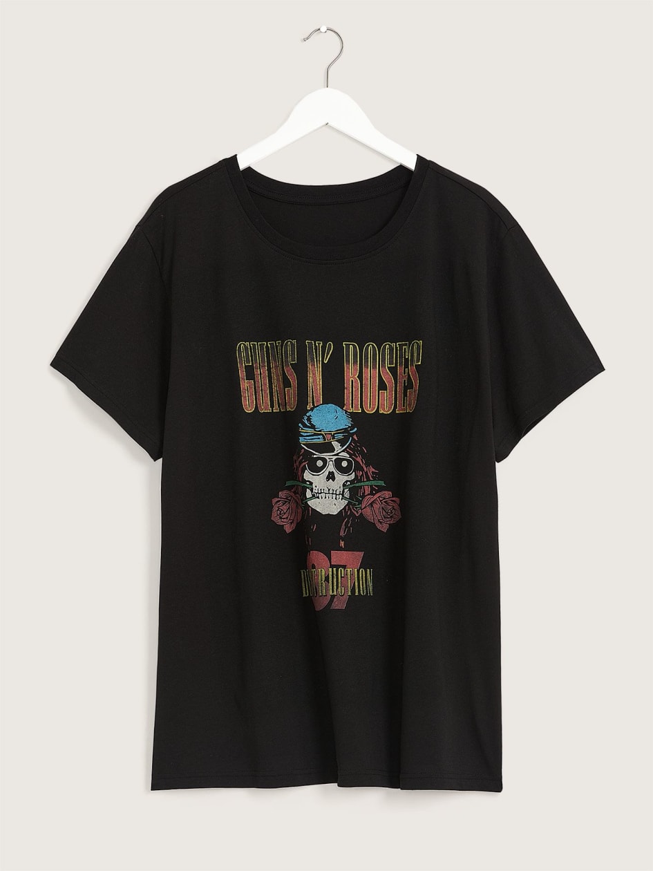 Short-Sleeve License Tee with Guns N' Roses Print