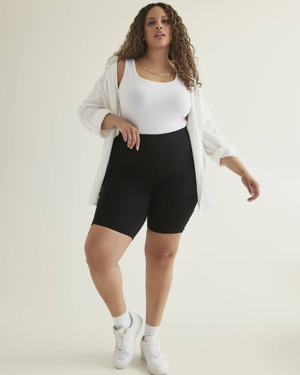 Responsible, Black Fashion Bike Short with Side Ruched Band