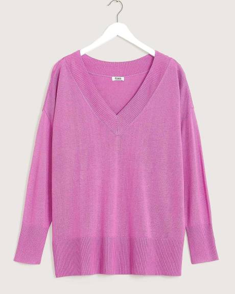 Linen Blend V-Neck Sweater