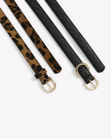 Assorted Skinny Belts, Set of 2