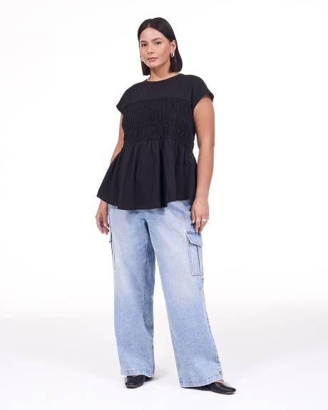 Extended Sleeve Smocked Knit Top - Addition Elle