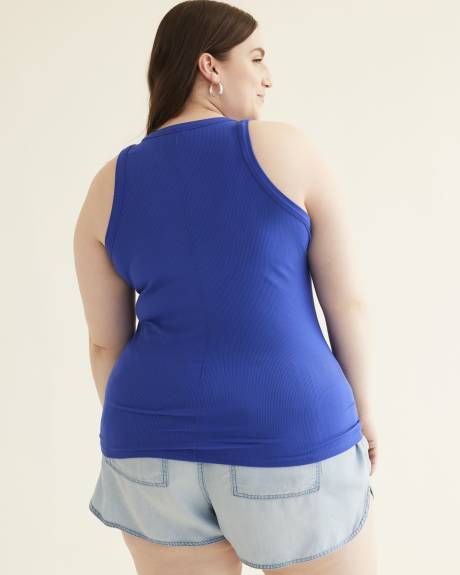 Sleeveless Rib Knit Halter Tank Top
