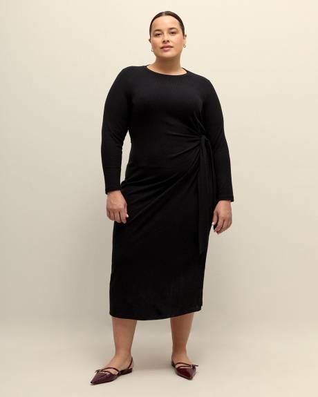 Long-Sleeve Knotted Midi Dress - Addition Elle