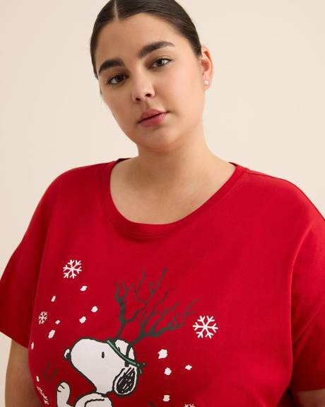 Chemise de nuit rouge à manches courtes de Snoopy - ti Voglio