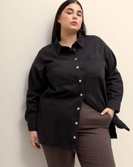 Denim Buttoned Down Tunic Shirt