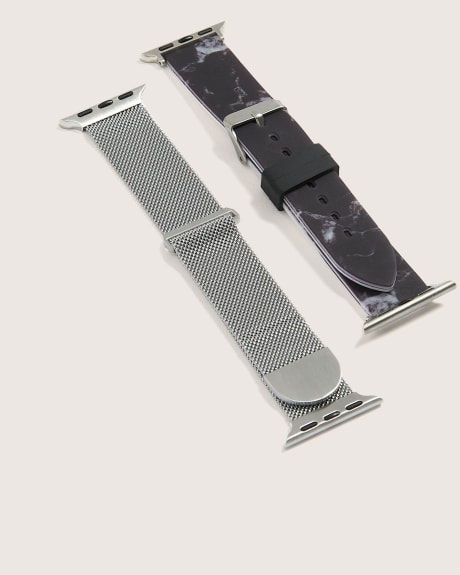 Ensemble de deux bracelets en silicone et en mailles pour Apple Watch