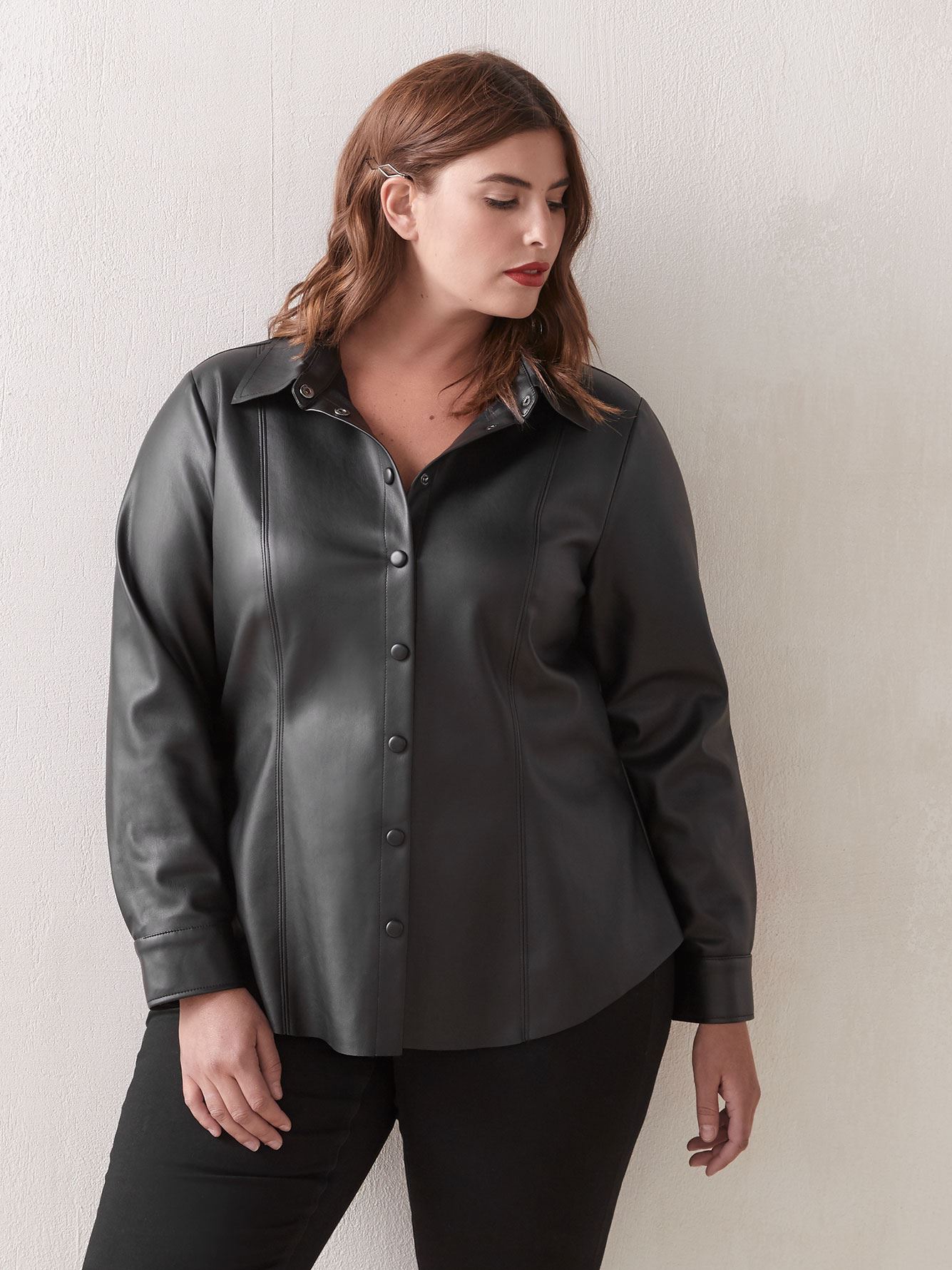 leather button down shirt