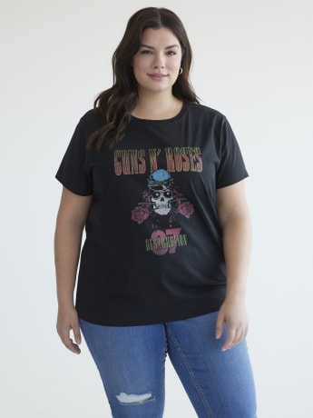 Short-Sleeve License Tee with Guns N' Roses Print