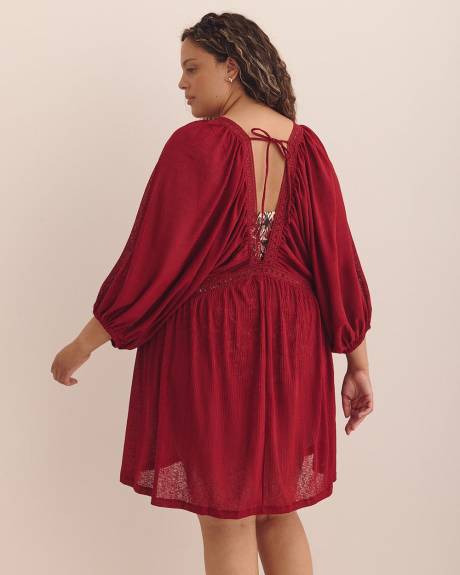 Swim Cover-Up with Long Balloon Sleeves
