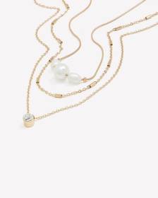 Short Golden Necklace with Pearls, Set of 3