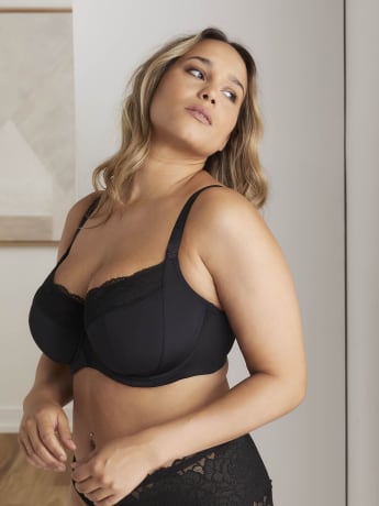 Underwire Bra with Lace at Neckline - Déesse Collection