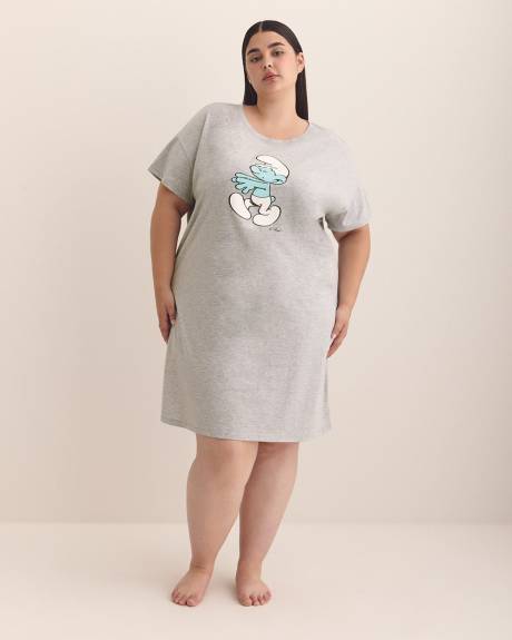 Short-Sleeve Sleepshirt with Smurf Placement Print - ti Voglio