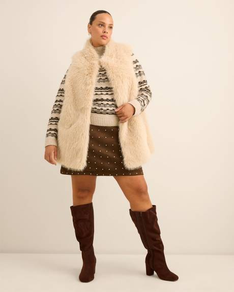 Veste longue en fausse fourrure