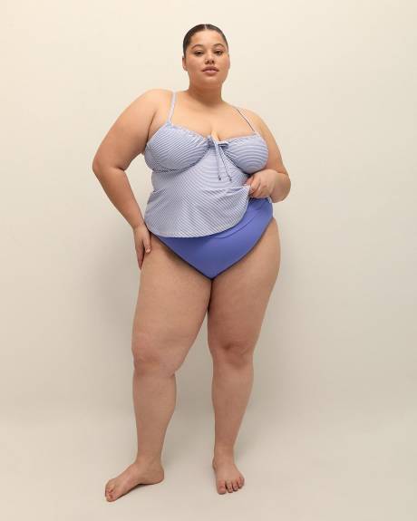 Blue High-Waisted Crisscross Swim Brief