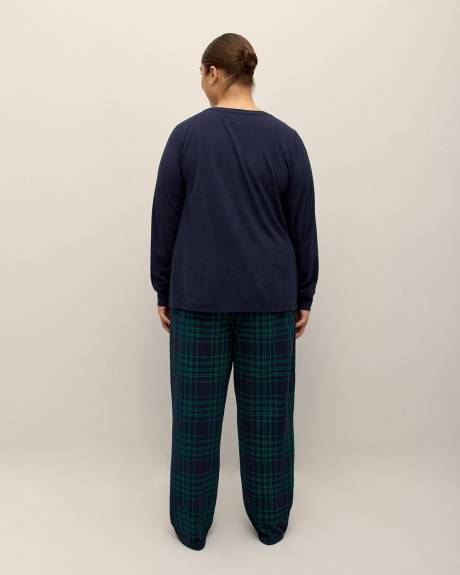 Plaid Henley Tee and Pant Pyjama Set - ti Voglio