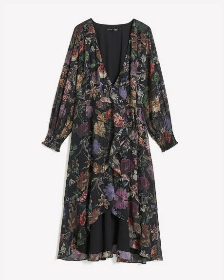 Meredith Shaw x PENN - Robe longue fleurie avec jupe portefeuille à volants