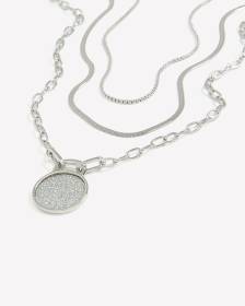 Collier court à trois chaînes avec pendentif orné de papier scintillant