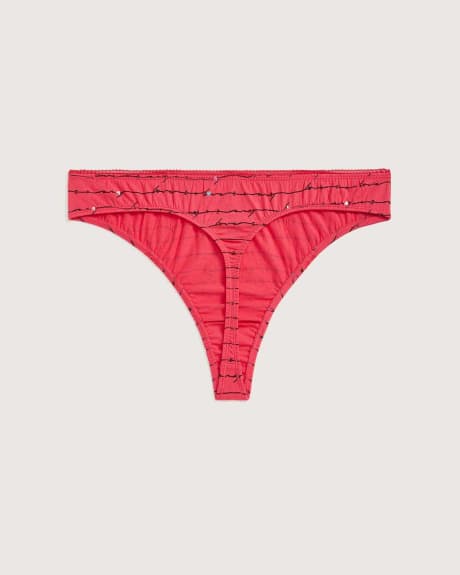Printed Thong With Lace and Bow - tiVOGLIO