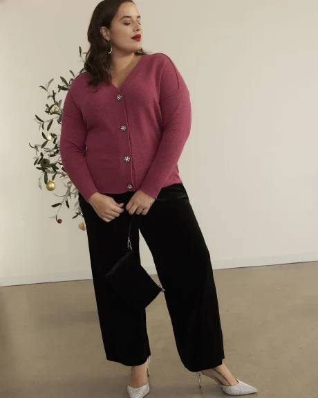 Long-Sleeve Short Buttoned Cardigan