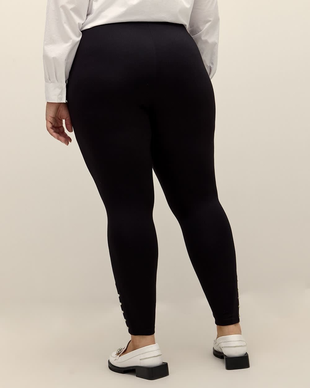 Black Ponte de Roma Legging with Pearl Trim PENN. Essentials