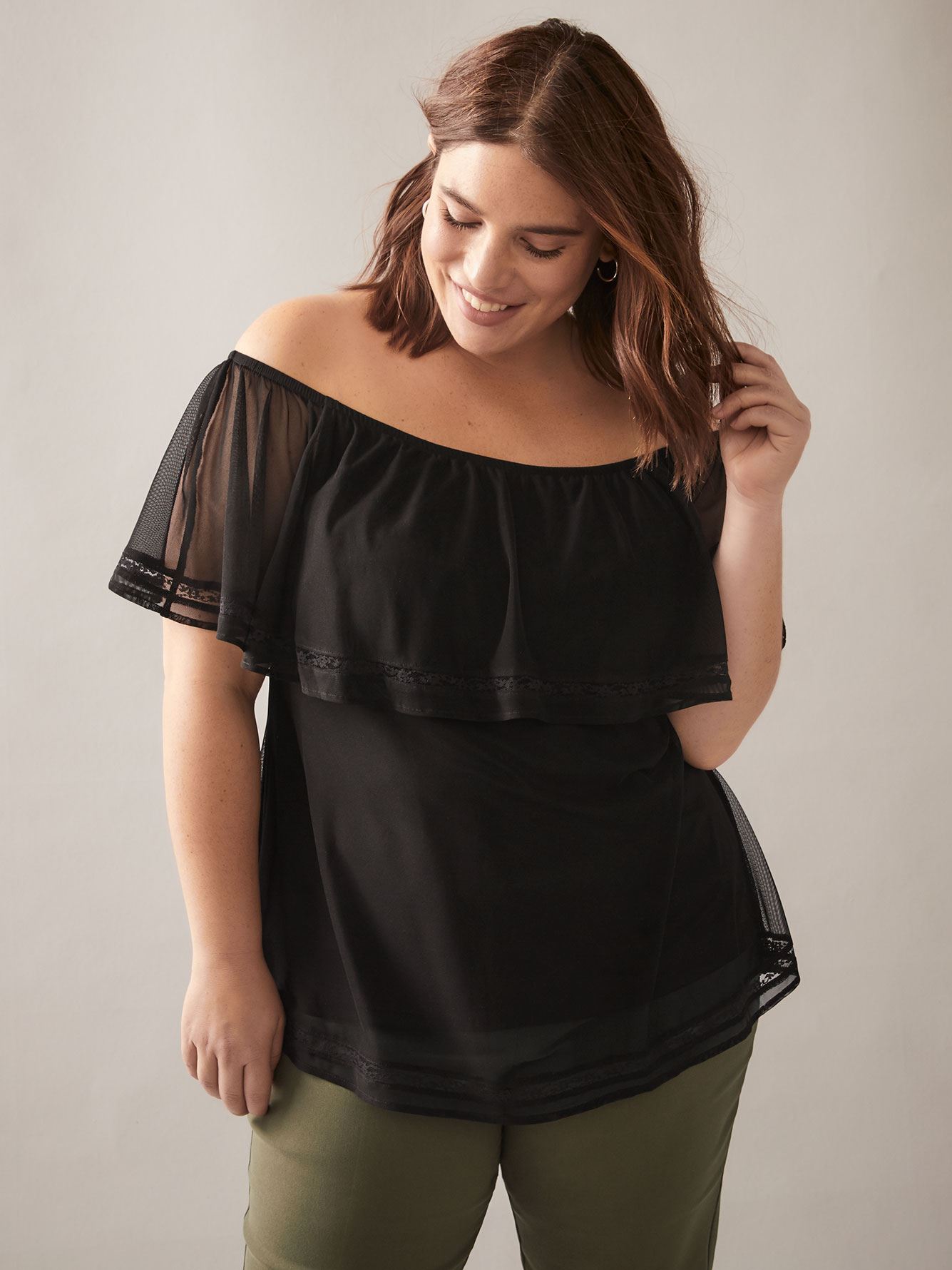Off-the-Shoulder Mesh Top - In Every Story | Penningtons