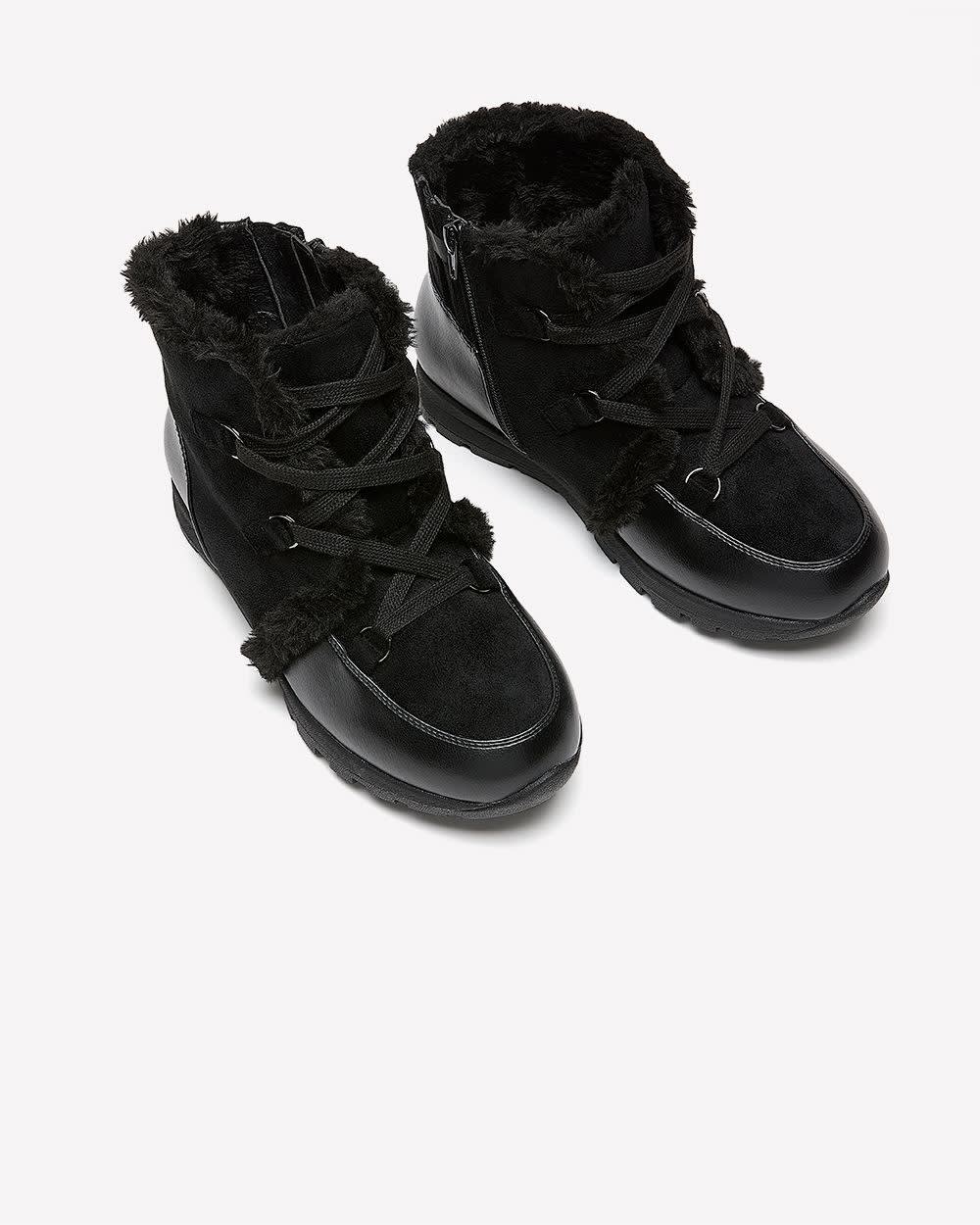 Extra Wide Width, Black Lace-Up Faux Suede Winter Boot Extra Wide Width, Black Lace-Up Faux Suede Winter Boot