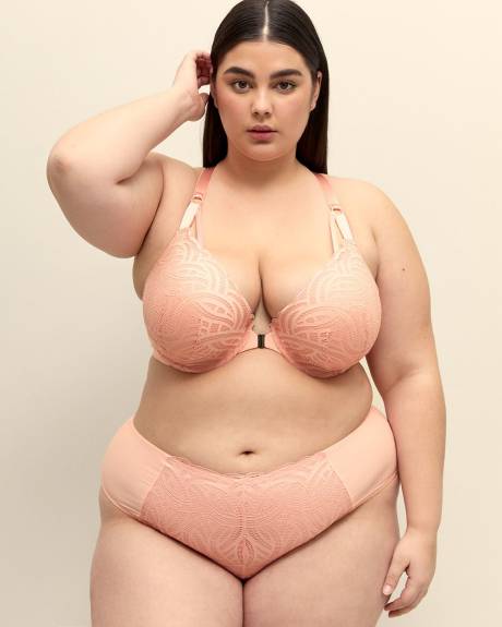 Front-Closure Pink Lace Plunge Bra - Déesse Collection