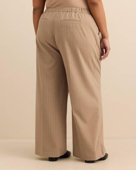 Striped Pull-On Wide-Leg Pant