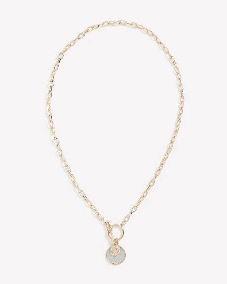 T-Bar Short Necklace with Paper Glitter Pendant