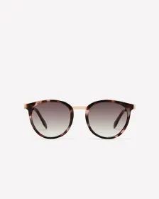 Round Tortoise Sunglasses with Metal Temples
